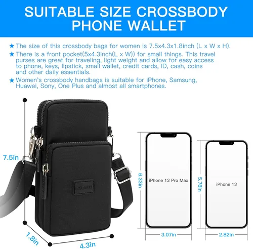 Vista 5 de YINHEXI Bolsos cruzados pequeños para mujer, bolsos cruzados, cartera para teléfono celular, monedero de viaje, bolsa de hombro, Simplicidad