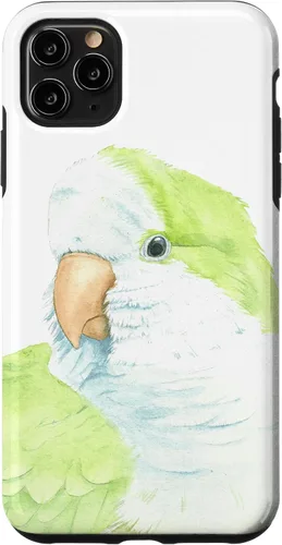 Vista 13 de iPhone 12 Pro Max monje perico quaker acuarela loro retrato caso
