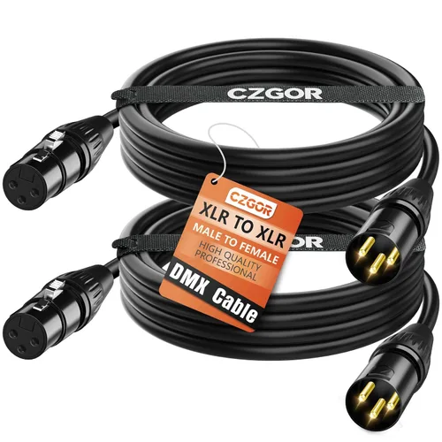 Vista 8 de Cable DMX de 6.5 pies, 8 unidades, cables XLR flexibles chapados
