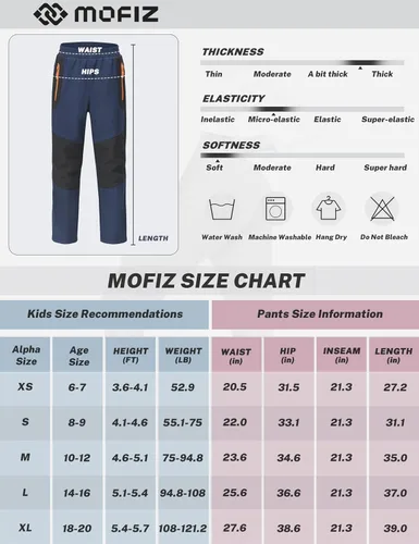 Vista 7 de MoFiz Pantalones de esquí de nieve impermeables para niños, pantalones de snowboard de forro polar cálido para niñas, cintura elástica, pantalones