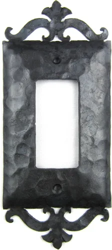 Vista 3 de Cubierta de placa de interruptor de pared de hierro forjado con desplazamiento español EPH23 (negro)