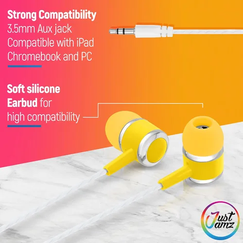 Vista 3 de Paquete de 100 auriculares Marbles a granel, auriculares multicolor Chromebook para el aula