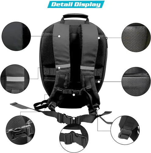 Vista 4 de Crelander Mochila LED para motocicleta, mochila de caballero de 17 pulgadas con pantalla programable para bricolaje, carcasa rígida impermeable 3D