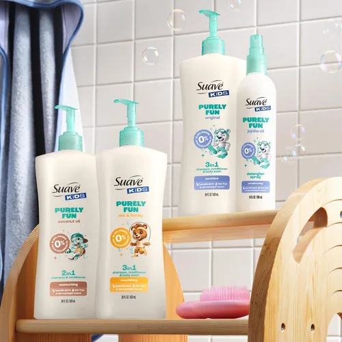 Vista 8 de Suave Kids Champú acondicionador 3 en 1 para niños, gel de baño Purely Fun que hace que la hora del baño sea rápida y fácil, sin parabenos y probado