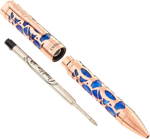 Vista 2 de Conklin Bolígrafo Endura Deco Crest en azul con detalles de oro rosa, elegante instrumento de escritura por Conklin Pen Company