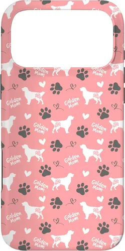 Vista 22 de Golden Retriever - Carcasa para iPhone 17, diseño de mamá y perro, diseño floral, color rosa
