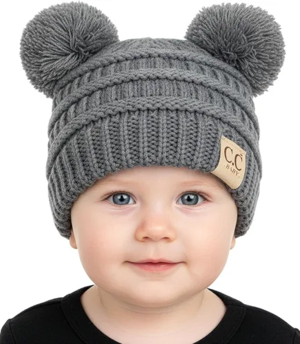 Vista 21 de Funky Junque Gorro de invierno con doble pompón para bebé de 0 a 12 meses, bonito gorro de punto acogedor para clima frío Patrón de tejido
