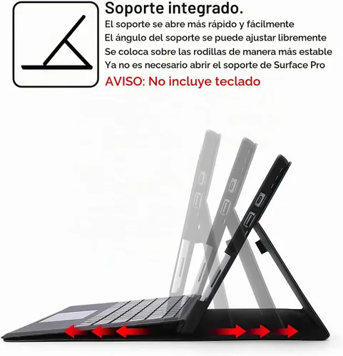 Vista 3 de Omnpak Case for Microsoft Surface Pro 7/6/5/4, 12.3" Multi-Angle Stand Negro