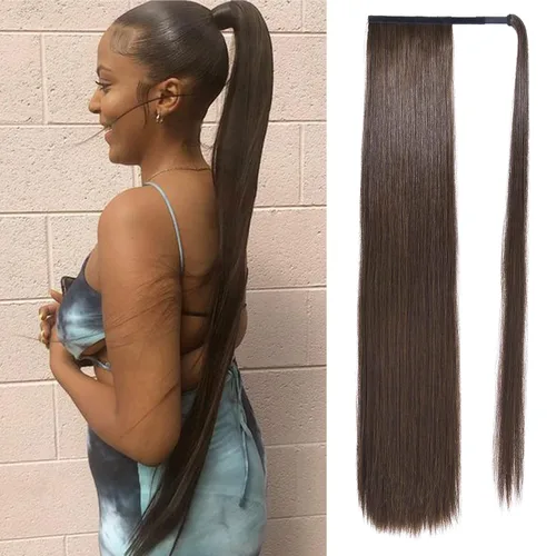 Vista 14 de SEIKEA Extensión de cola de caballo con clip alrededor del cabello lacio para mujer (12 pulgadas, negro)