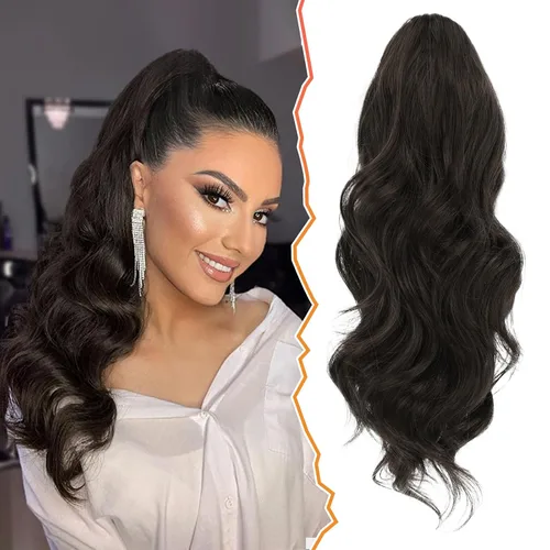Vista 36 de BARSDAR Extensión de cola de caballo resaltada - 20 pulgadas de extensión de cola de caballo rizada y ondulada con cordón para mujeres - Extensiones