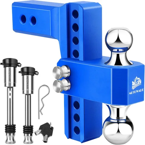 Vista 10 de METOWARE Enganche de remolque ajustable - Enganche de caída de aluminio para receptor de 2.5 pulgadas - Enganche de remolque de servicio pesado