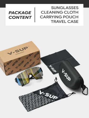 Vista 7 de V-SUP TR90 - Gafas de sol de ciclismo con protección UV400, ajustables y ultraligeras con estuche para correr y uso al aire libre