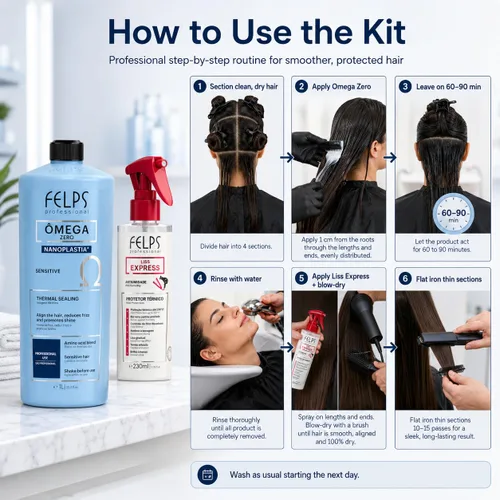Vista 5 de Felps Professional Ômega Zero Sensitive Nanoplastia Thermal Sealing, 1L with Liss Express Heat Protector Spray, 7.78 fl oz