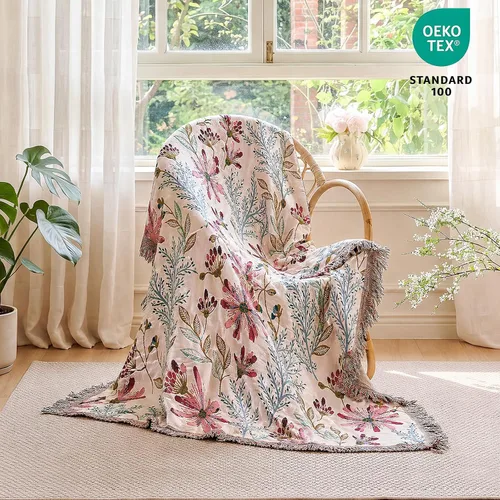 Vista 50 de MSGKV - Manta bohemia/primaveral de algodón para sofá y sala de estar, de gasa acogedora, de 50 x 60 pulgadas 50"x60" Cotton Throw, Woven Bird