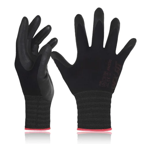 Vista 35 de DEX FIT FN330 - Guantes de trabajo de nitrilo, ajuste elástico 3D, agarre potente, táctil inteligente, recubierto de espuma resistente, fino