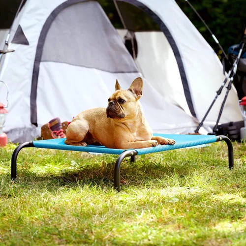 Vista 2 de FurHaven Cunas elevadas para mascotas – Hamaca de malla de nailon refrescante y transpirable para perros pequeños y gatos, fácil de montar, duradera
