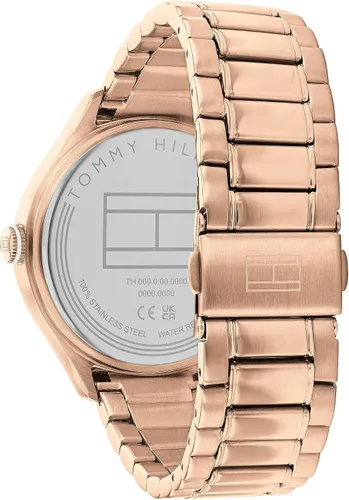 Vista 3 de Tommy Hilfiger Reloj multifunción de cuarzo para mujer con esfera blanca plateada (Modelo 1782682), Oro Rosa, Classic