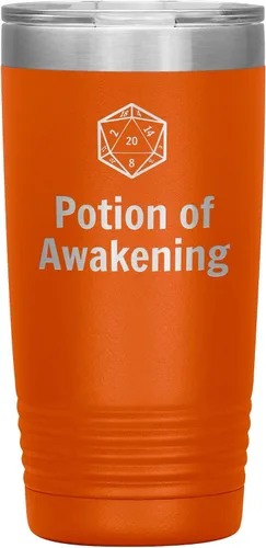 Vista 3 de Vaso D20 Potion of Awakening de 20 onzas, regalo novedoso para D&D Cup Dnd Dungeons and Dragons, vasos aislados Negro