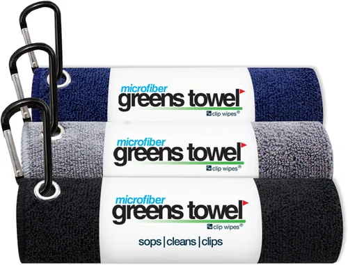 Vista 9 de Toalla de microfibra Greens Towel, 16 x 16 pulgadas, con mosquetón, ideal para golf (3 unidades)