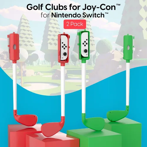 Vista 2 de TALK WORKS Golf Clubs for Nintendo Switch Joy-Con Controllers, 2 Pack - Switch Games Accessories Joy Con Controller Grip Holder for Mario Golf