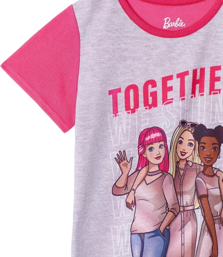 Vista 2 de Barbie Conjunto de ropa de dormir para niñas y pantalones de pijama para niñas de 4 piezas