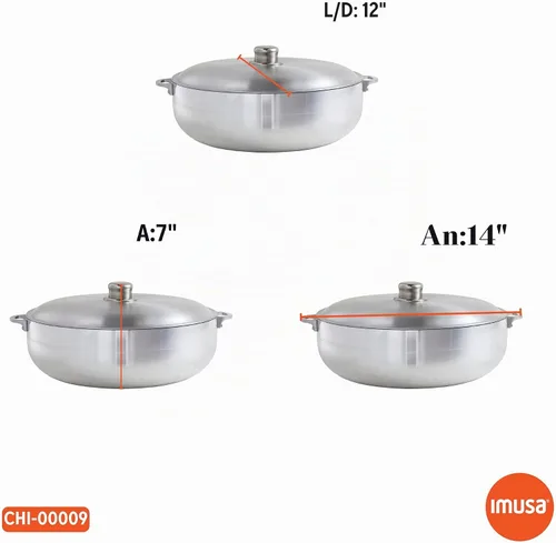 Vista 8 de IMUSA Caldero tradicional de aluminio pulido (horno holandés) con tapa, 6.9 cuartos, aluminio pulido