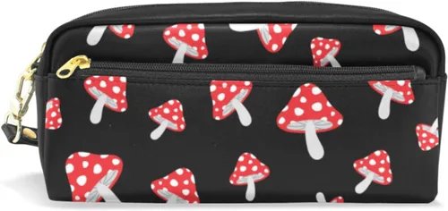Vista 10 de Estuche portátil de gran capacidad con diseño floral de frutas de fresa, bolsa de maquillaje de piel sintética, organizador de maquillaje con asa