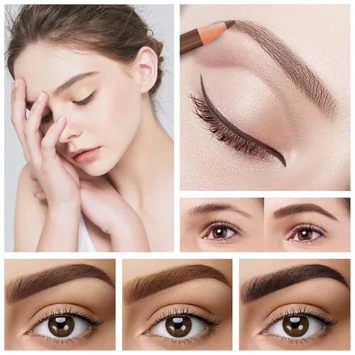 Vista 3 de Set de Lápiz de Cejas Impermeable, Lápiz de Cejas con Cordón de Tirar y Desmontable, Kit de Suministros de Microblading, Lápiz de Línea de Ojos
