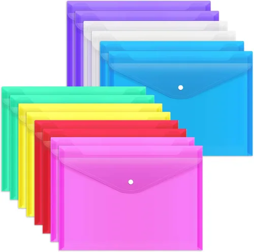 Vista 13 de EOOUT 5 carpetas de sobres de plástico, carpetas de polietileno de plástico para documentos, carpetas de archivos con cierre a presión, tamaño A4