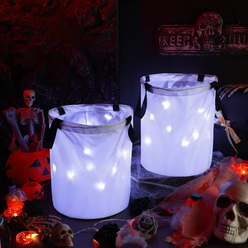 Vista 5 de 2 bolsas de dulces con luz LED para Halloween, para dulce o truco, bolsas de dulces iluminadas, bolsas de dulces para niños, multiusos