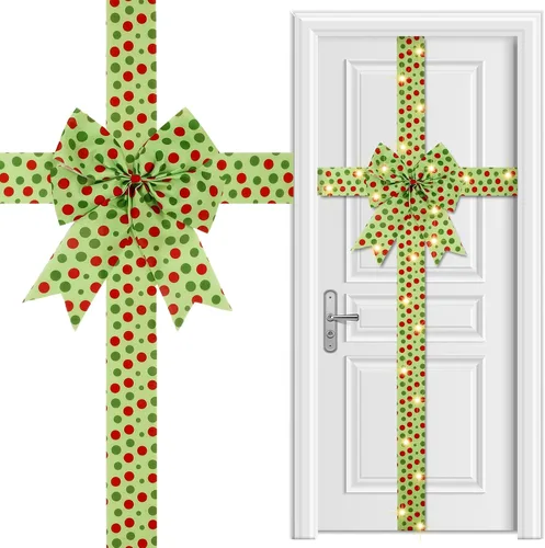 Vista 9 de Spiareal Lazo de Cinta para Puerta de Armario de Navidad con Luz LED Cinta Grande Brillante Lazo de Corona de Navidad Árbol de Navidad Festival