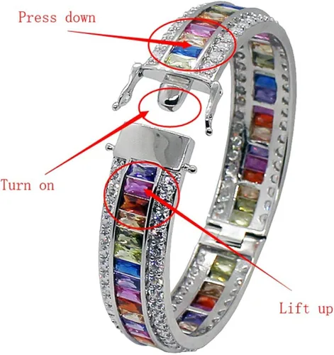 Vista 7 de Pulseras de amatista para mujer, color granate, rubí azul, zafiro, pulsera de tenis, novia, novia, joyería, Piedra Platino, morganita, topacio