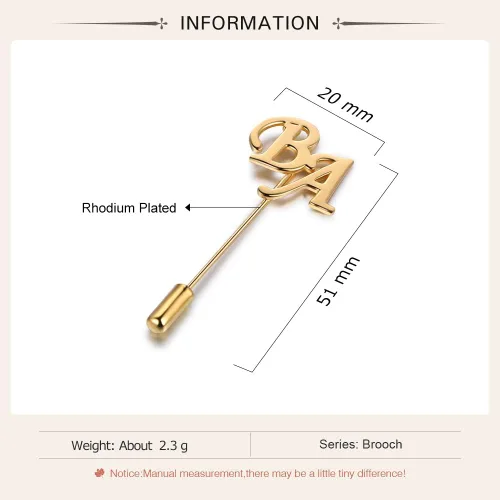 Vista 2 de Broche de nombre personalizado para mujer, alfileres de traje para hombres con letras de monograma, broche personalizado de solapa para hombres