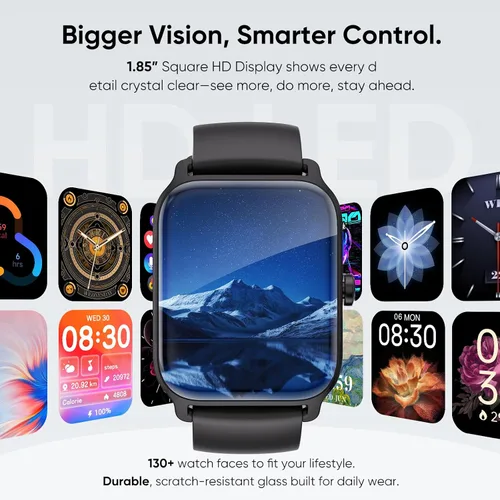 Vista 4 de Tensky Reloj inteligente para hombres/mujeres, reloj inteligente de actividad HD de 1.85 pulgadas para Android/iPhone/Samsung/(llamada Bluetooth)