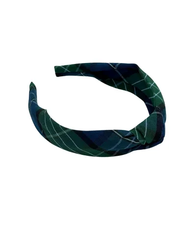 Vista 5 de Diadema anudada de 1.25 pulgadas, uniforme escolar, a cuadros, acolchada, con nudo en la parte superior, diadema de uniforme (cuadros 120)