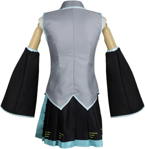Vista 4 de Disfraz de anime para mujer, disfraz de Halloween, cosplay, conjunto completo de uniformes con pelucas, cola de caballo trenzada