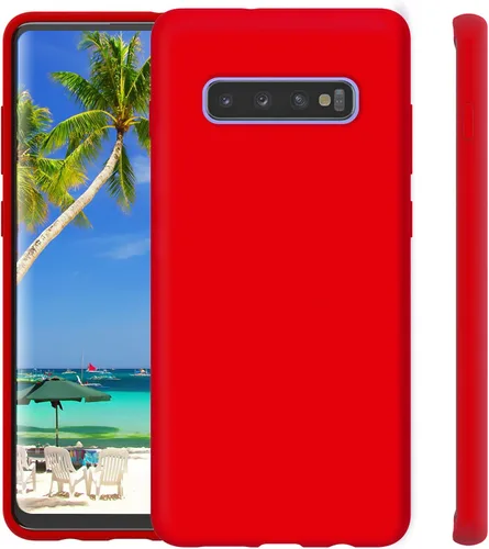 Vista 2 de Funda de goma para Samsung Galaxy S10 Plus, funda de silicona líquida para s10+ de doble capa híbrida de policarbonato duro de silicona suave, funda