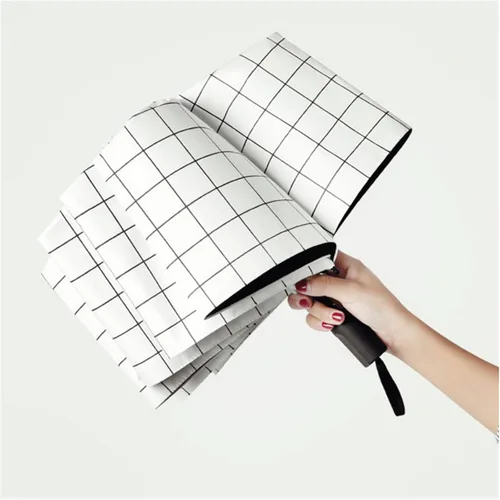 Vista 5 de URAWESO Plaid Parasol Sun Protection UV Blocking Compact Folding Travel Umbrella for Walking
