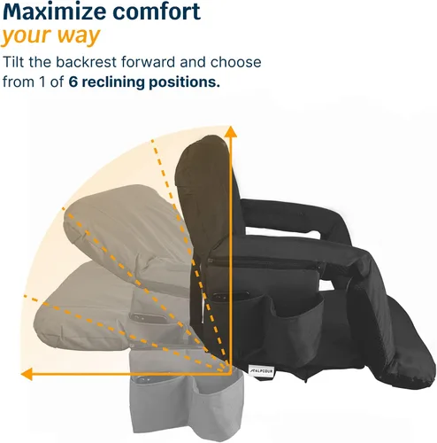 Vista 7 de Alpcour Asiento plegable para estadio – Silla de apoyo para adultos amplios reclinables de lujo para adultos para blanqueadores – Mejor extra grueso
