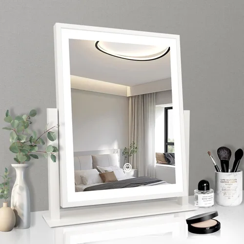 Vista 10 de Beelux Espejo de tocador con luces, espejo de maquillaje de 11 pulgadas con luz regulable, control inteligente, memoria, ajustable 3 modos