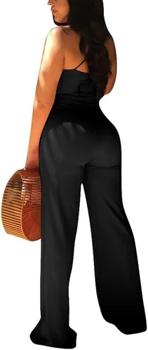 Vista 4 de Aro Lora - Jumpsuit largo para mujer, sin mangas, con cuello en V, espalda descubierta y pierna ancha.