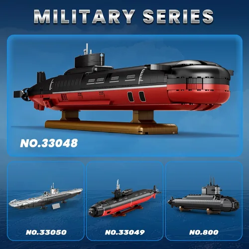 Vista 8 de Reobrix Juego de construcción de submarino nuclear para adultos, kit de modelo de submarino nuclear de clase tifón, decoración coleccionable