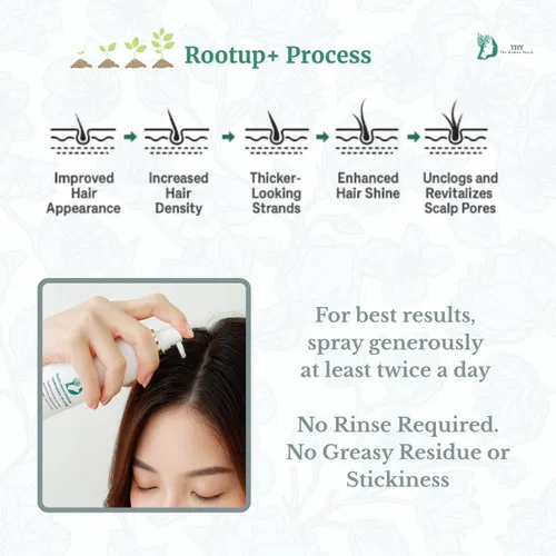 Vista 3 de [THY rootup+] Tónico botánico para el cabello, espray de hierbas para el cuero cabelludo para cabello de aspecto más completo, fórmula no grasa