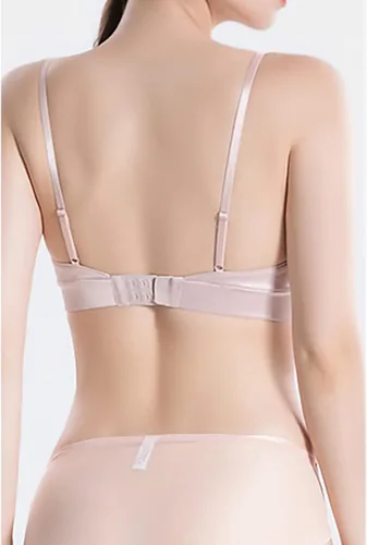 Vista 4 de MOROUTLINE Conjunto de ropa interior de seda satinada de 2 piezas para mujer Sujetador de seda acolchado fino y conjuntos de bragas de seda