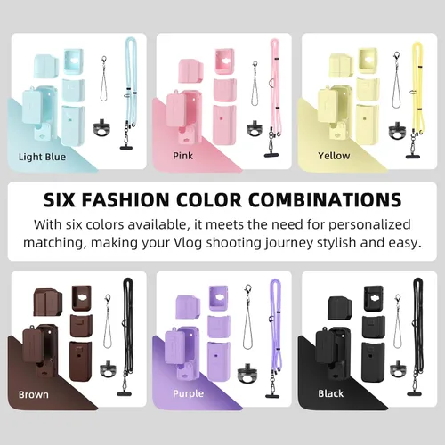 Vista 2 de Funda de Silicona para Pocket 3 y Cordón para el Cuello, Funda Protectora con Protector de Lente Resistente a Rayones, Ajustable, Fácil