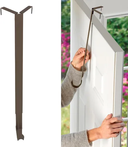 Vista 9 de Haute Decor Adapt - Colgador de corona ajustable, con ajuste de parte superior y longitud - Latón antiguo - Soporte para corona sobre la puerta que