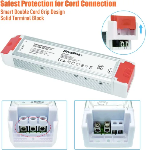 Vista 4 de Controlador LED regulable de 12 V, 120 V CA a DC12 V 120 W Triac ELV/MLV transformador LED compatible con interruptores Lutron y Leviton, fuente