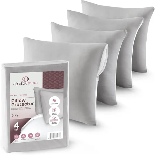 Vista 2 de CIRCLESHOME Protectores de Almohadas Decorativas – Fundas de almohada 100% algodón transpirable – Fundas de almohada cuadradas de 24 x 24 – Protege