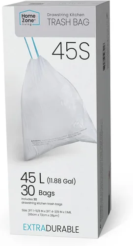 Vista 13 de Home Zone Living Paquete de 2 bolsas de basura de cocina de 5 galones con asas de cordón, diseño personalizado resistente para forros de reciclaje