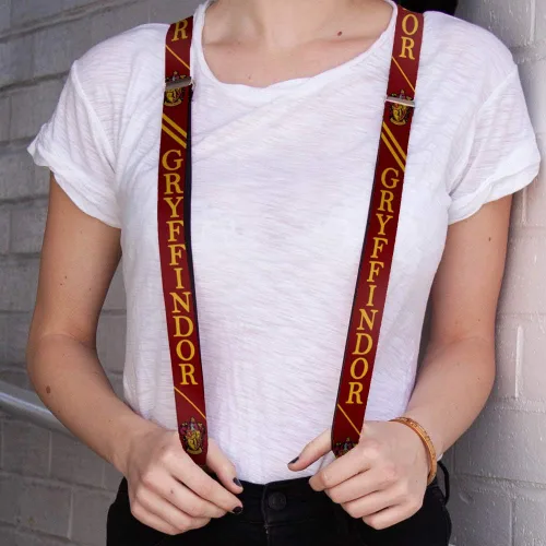 Vista 2 de buckle-down Suspendersdel Escudo de Gryffindor stripe3RojoOro Accesorio
